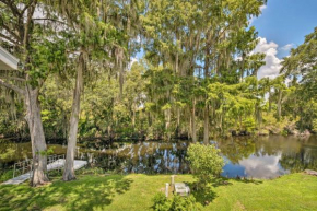 Old Florida Setting with Kayaks and Fishing Poles